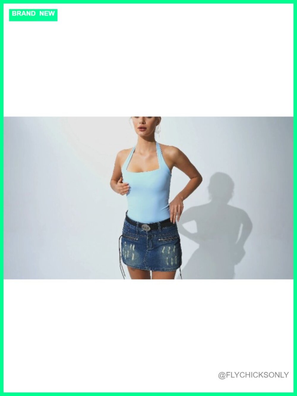 QINSEN Halter Tank Top Button Closure Cropped Cami Going Out Top Size S - Picture 6 of 6